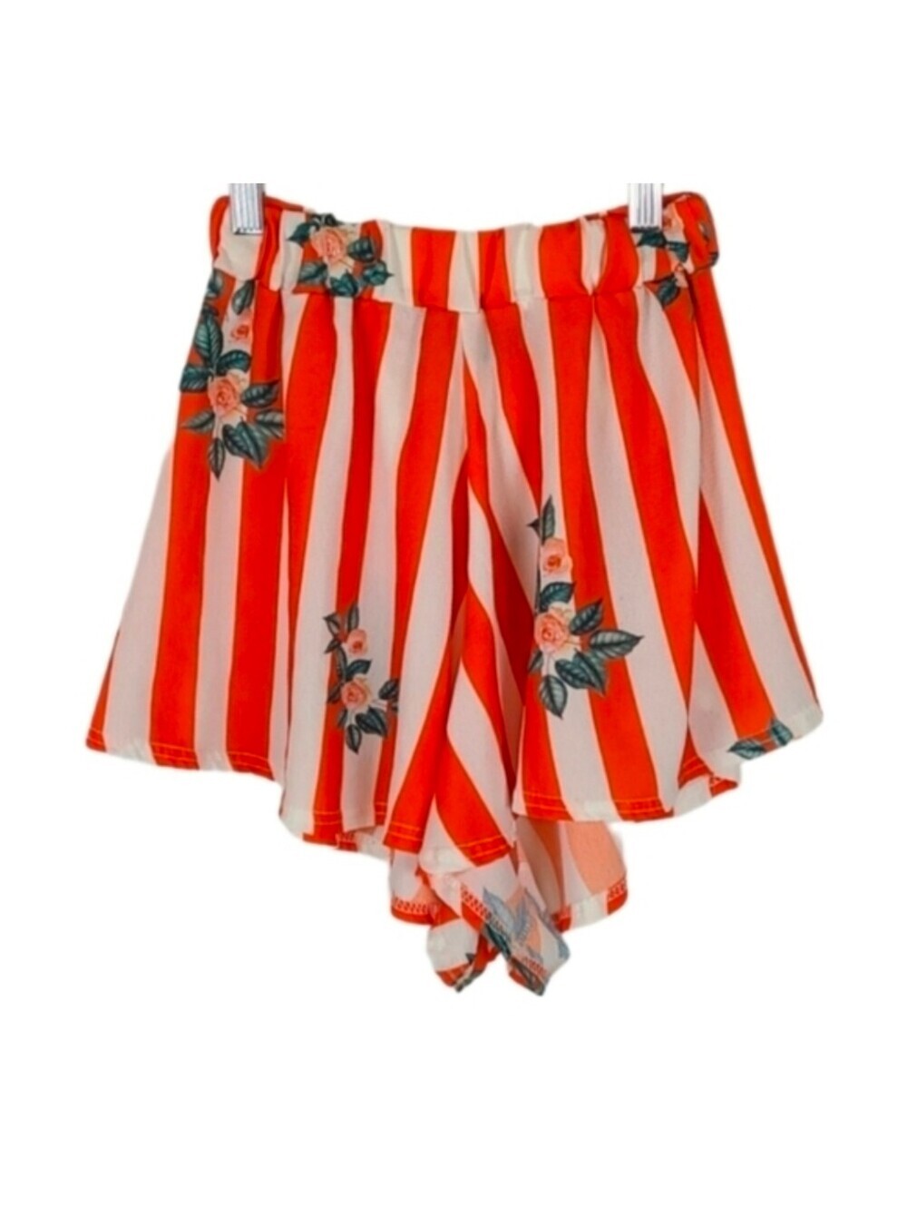 Pretty Little Thing Orange & White Striped Flowy Shorts, Size 0